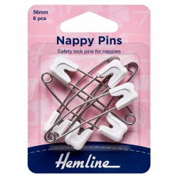 White Nappy Pins: 56mm:...