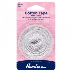 20mm White Cotton Tape: 5m...