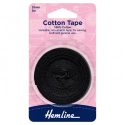 25mm Biack Cotton Tape: 5m...